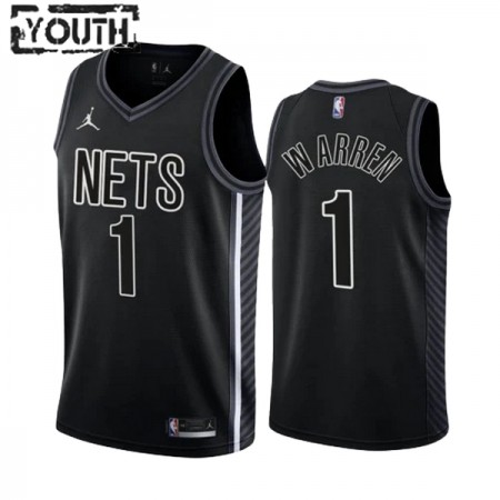 NBA Børn Trøje Brooklyn Nets TJ Warren 1 2022-23 Statement Edition Sort Swingman